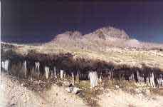 stalactites de glace le long de la route vers Chivay